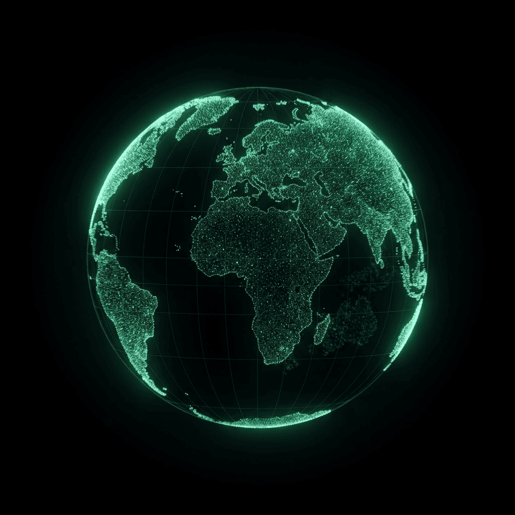A globe formed from millions of individual tree data points